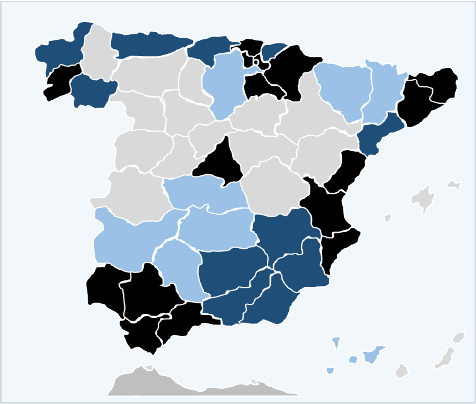 Mapa de cobertura de Mediterráneo por provincia